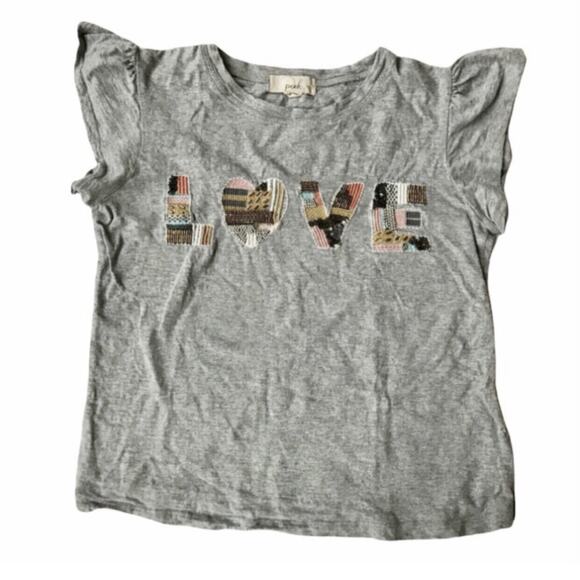 Peek Love Beaded Appliqué Tee Size 12 - Picture 1 of 5